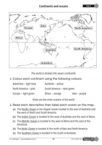 Australian curriculum mapping skills continents and oceans