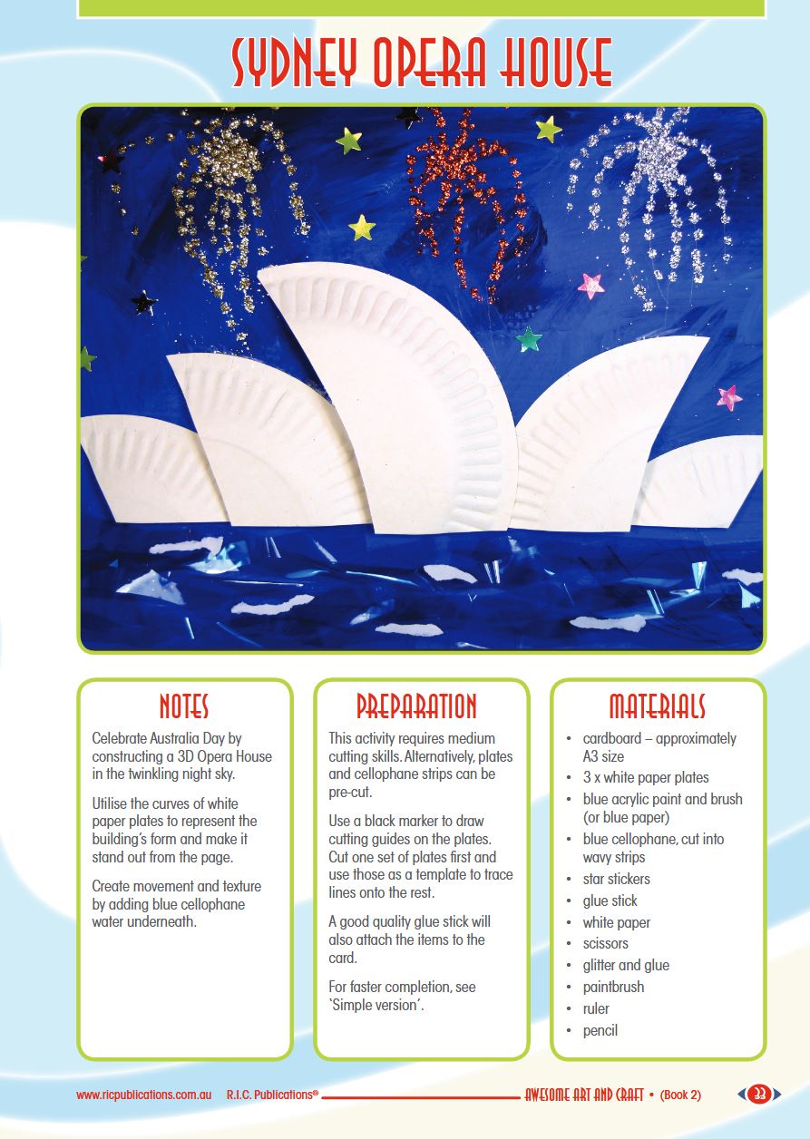 Sydney Opera House with paper plates awesome art and craft freebie from RIC Publications