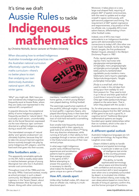 Its time we draft Aussie Rules to tackle indigenous mathematics RIC Publications-1